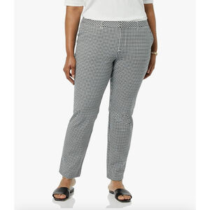 Amazon Essentials Women Bi-Stretch Full Length Straight Leg Gingham Pant 3XL
